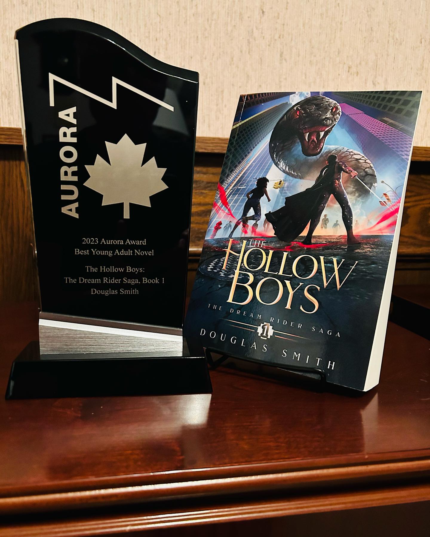 2023 Aurora Award trophy and book